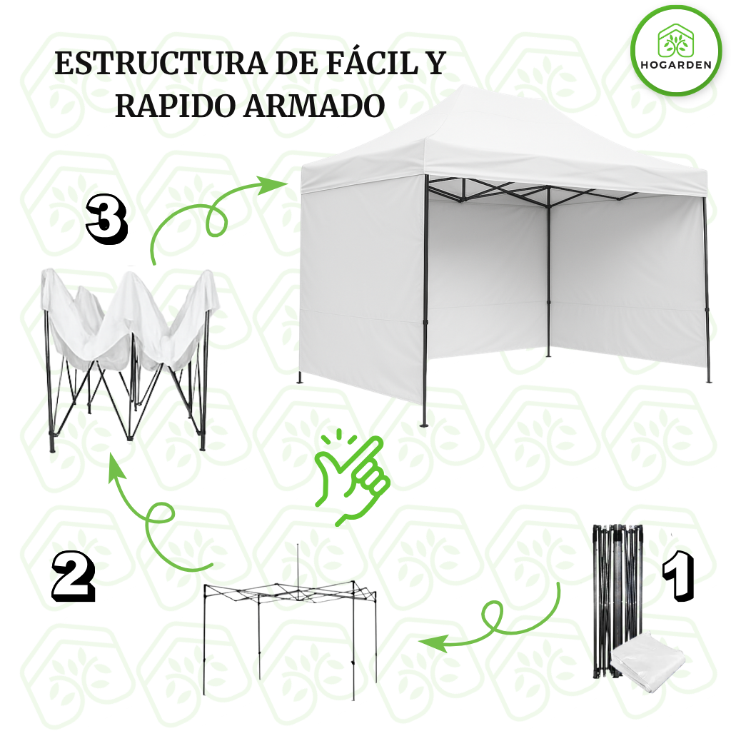 Carpa Plegable Blanca 2x3 M Con Pared