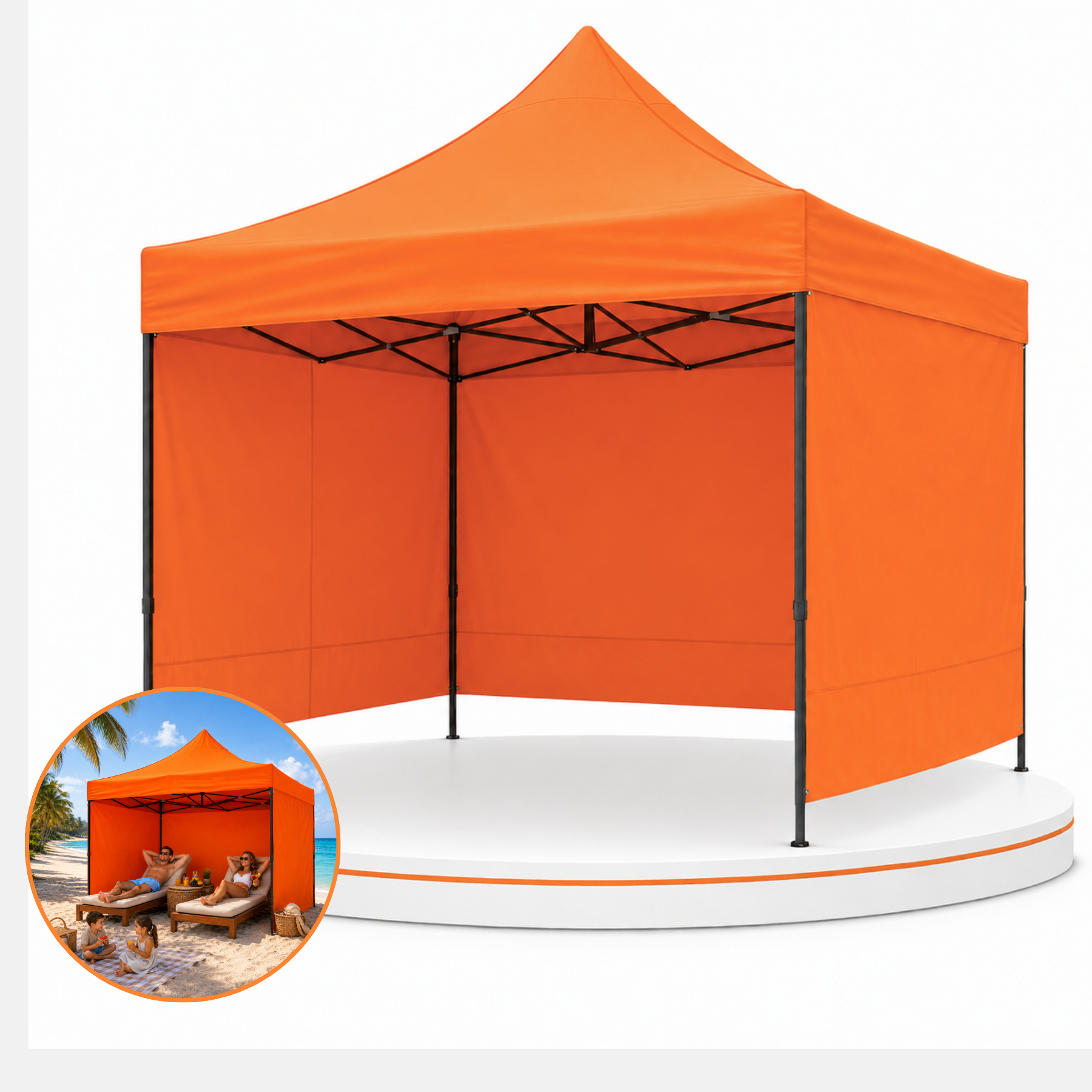 Carpa Plegable Naranja 3x3 M Con Pared