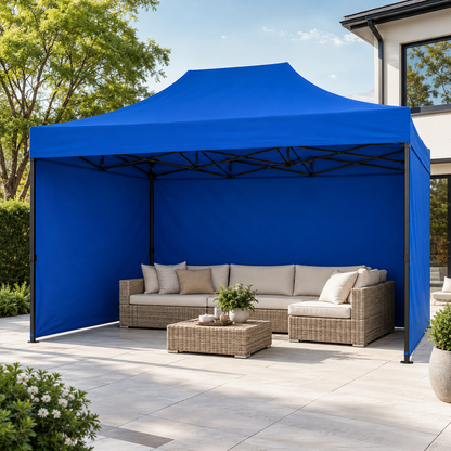 Carpa Plegable Azul 3x4.5 M Con Pared