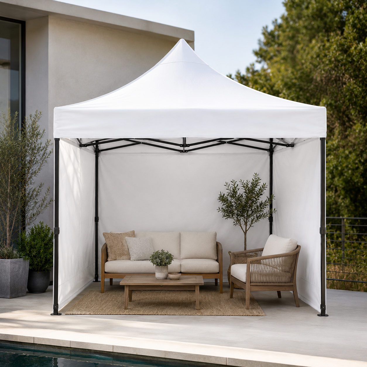 Carpa Plegable Blanca 3x3 M Con Pared