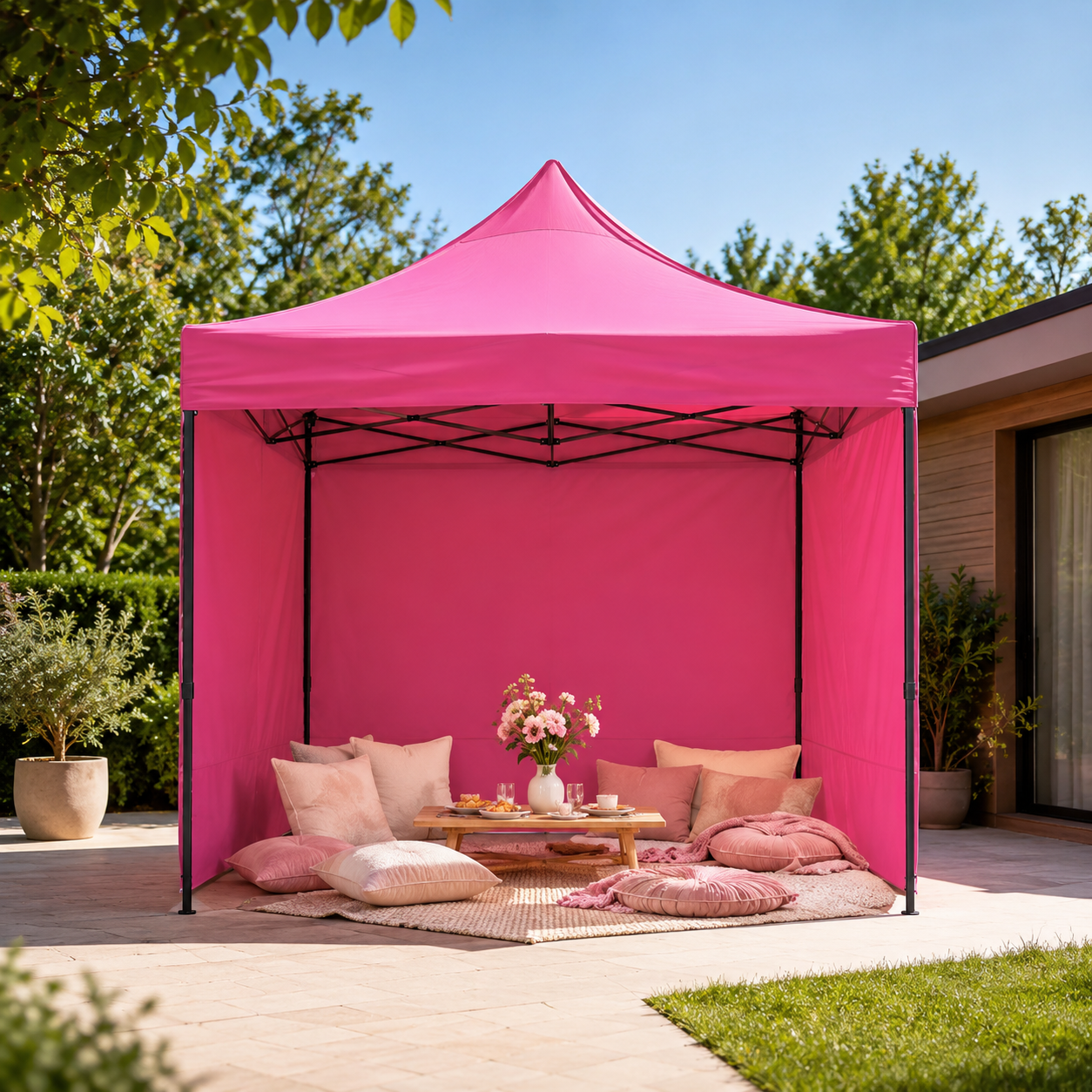 Carpa Plegable Rosa 3x3 M Con Pared