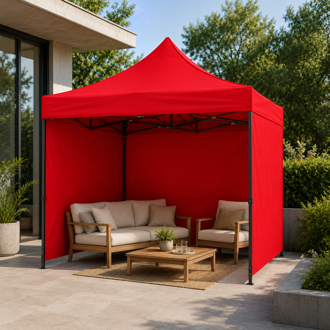 Carpa Plegable Roja 3x3 M Con Pared