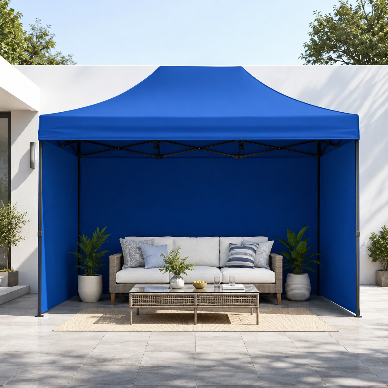 Carpa Plegable Azul 2x3 M Con Pared